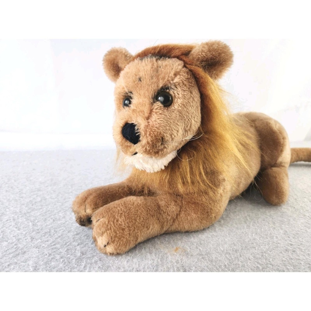 Vintage 1977 Dakin‎ Plush Lion Laying Position 14" Long Lifelike Toy Stuffed Zoo
